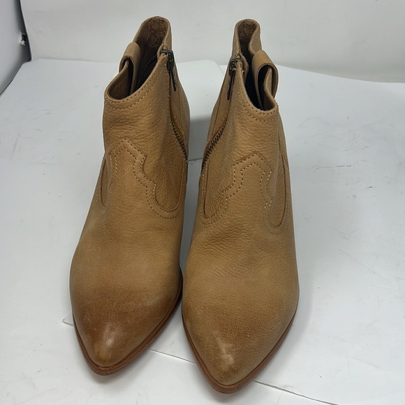 Frye Sz 8 Amado Wedge Zip Bootie Antiqued Tan Leather - Picture 4 of 12